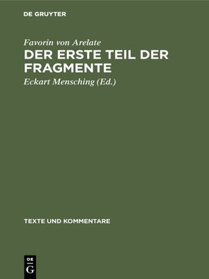 cover image of Der erste Teil der Fragmente